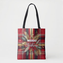Elegantes Rot und Gold Festival Kariert Tasche