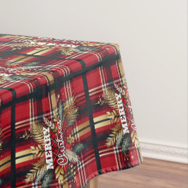 Elegantes Rot und Gold Festival Kariert Tischdecke