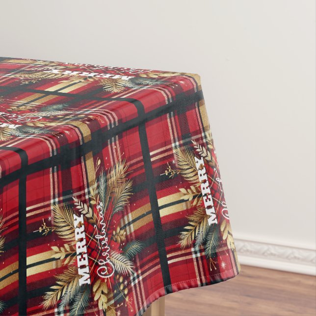 Elegantes Rot und Gold Festival Kariert Tischdecke (Beispiel)