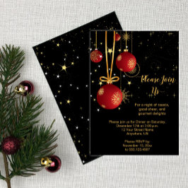 Elegantes Rot und Gold Weihnachten auf dem Schwarz Einladung