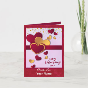 Elegantes Rot- und Goldherz-Valentinstagsdesign Einladung