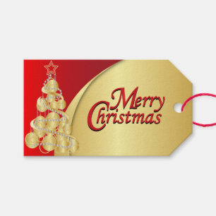 Elegantes Rot-und Goldweihnachten Geschenkanhänger
