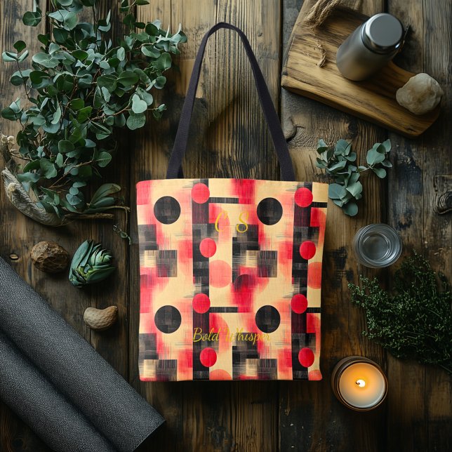 Elegantes Rot und Schwarz Abstrakt - Moderne Geome Tasche (Von Creator hochgeladen)
