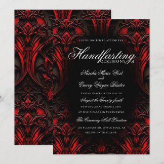 Elegantes Rot- und Schwarzgotik-Damaskop Einladung