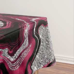 Elegantes Rot- und Silber-Glitter-Achat-Muster Tischdecke