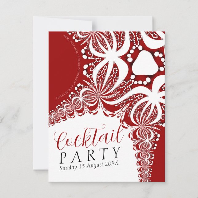 Elegantes Rot-Weiß-Batik-Cocktail-Party Einladung (Vorderseite)