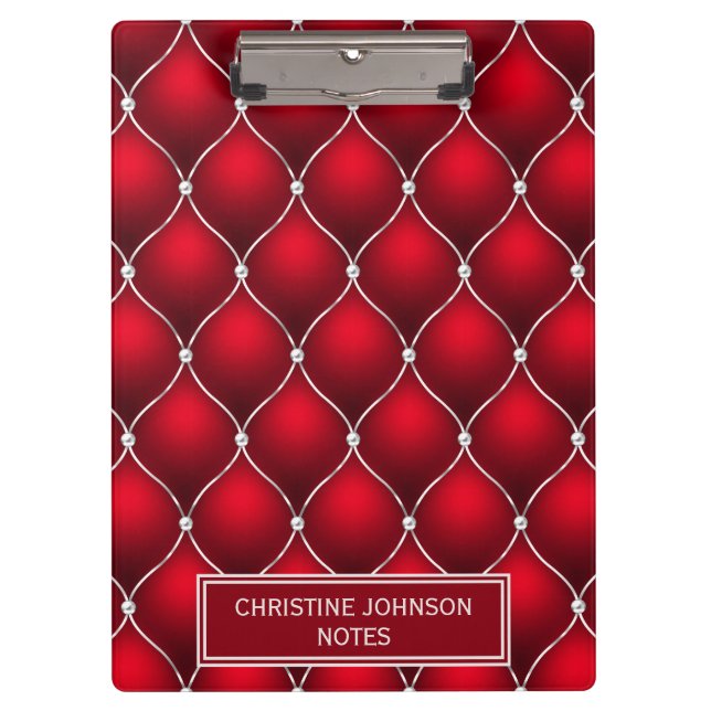 Elegantes Rot-Weiß-Kreuz-Muster Klemmbrett (Vorderseite)
