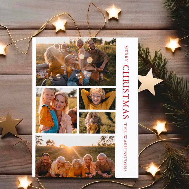 Elegantes Rot & Weiß Weihnachten 5 Foto Collage In (Von Creator hochgeladen)