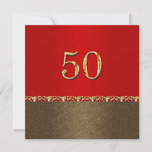 Elegantes rotbraunes 50. Party Einladung