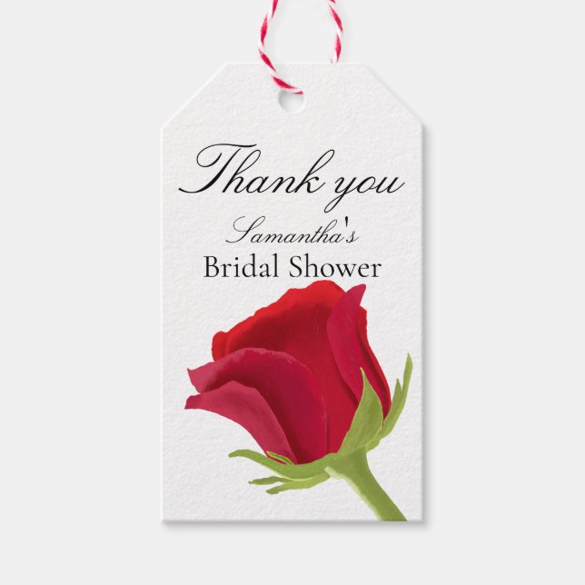 Elegantes Rote Rose Brautparty Geschenkanhänger (Vorderseite)