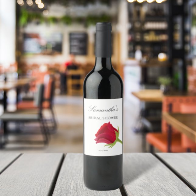 Elegantes rote Rose Brautparty Weinetikett (Von Creator hochgeladen)