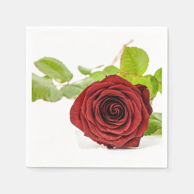 Elegantes Rote Rose Paper Napkin Serviette (Vorderseite)