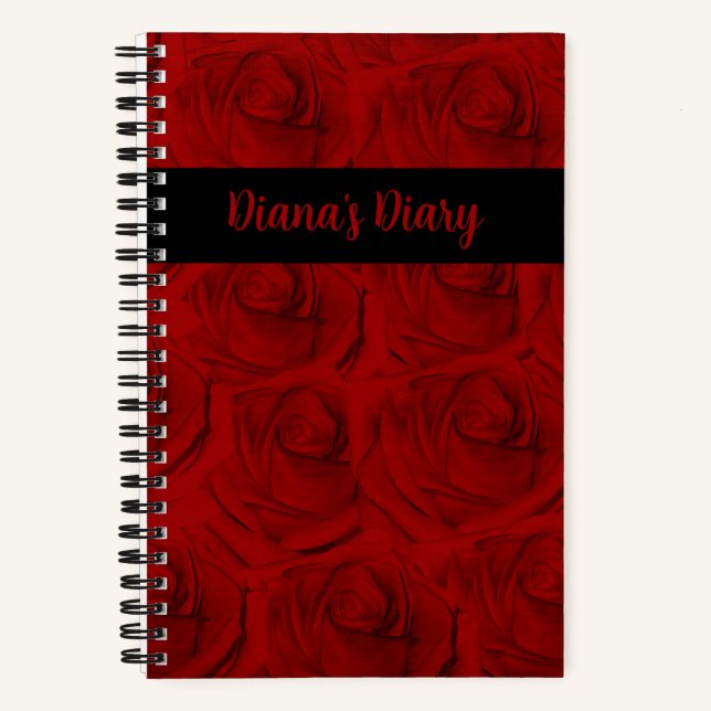 Elegantes Rote Rosen-Diary-Notebook Notizbuch (Vorderseite)