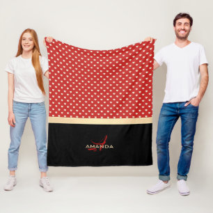 Elegantes rote und schwarze, goldene fleecedecke