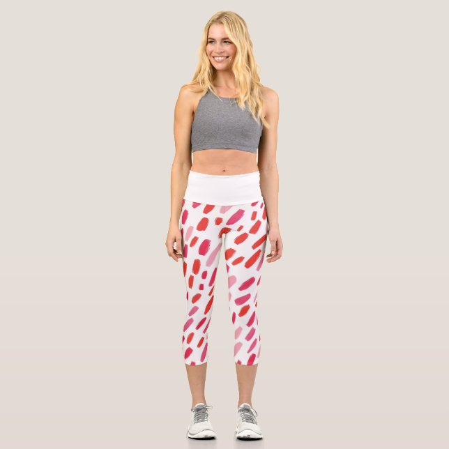 🔴 elegantes rotes abstraktes Muster 🎨 Capri Leggings (Vorderseite)