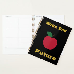 Elegantes rotes Apfel-Notizbuch – Goldener Text au Planer