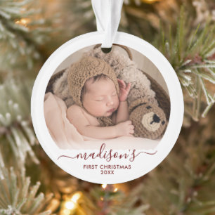 Elegantes rotes Baby's 1. Weihnachten Acryl Ornament