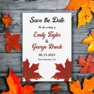 Elegantes Rotes Blätter Romantische Hochzeit im He Save The Date