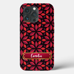 Elegantes rotes Blume florales nahtloses Muster Case-Mate iPhone Hülle