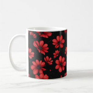 Elegantes rotes Blume-Muster Kaffeetasse