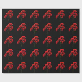 Elegantes rotes Blumenmuster-Stoff | Nahtloses Bot Geschenkpapier