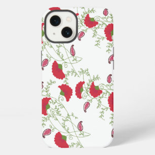 . Elegantes rotes Blumenmuster weißes Samsung Gala iPhone Hülle