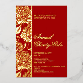 Elegantes Rotes Botanisches Wohltätigkeit Gala Par Folieneinladung