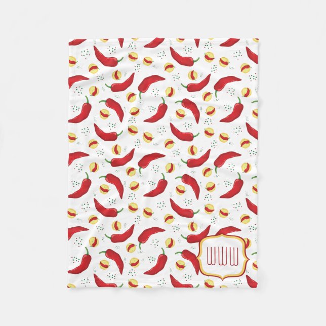 Elegantes rotes Chile-Muster Fleecedecke (Vorderseite)