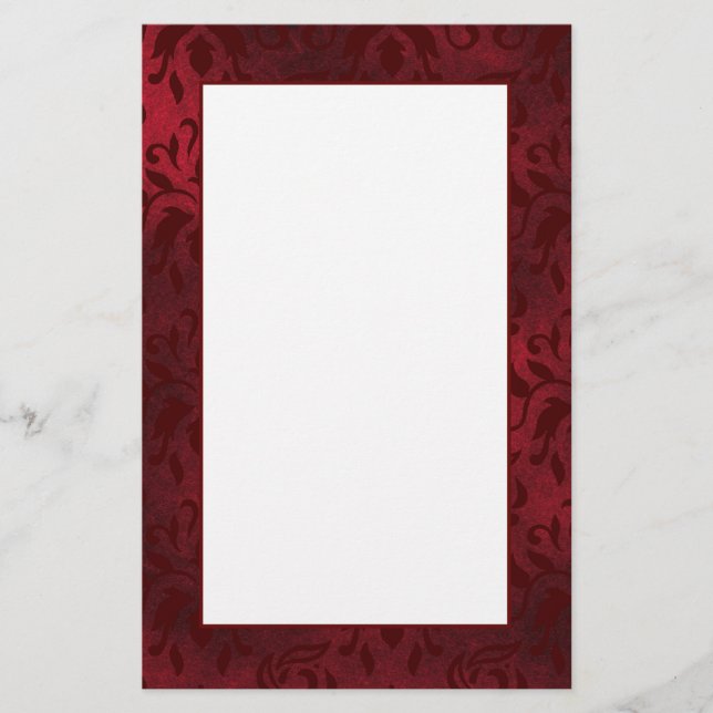 Elegantes rotes Damask Schreibpapier Briefpapier (Vorderseite)