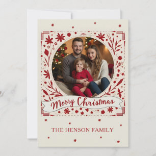 Elegantes rotes florales Frohe Weihnachten Familie