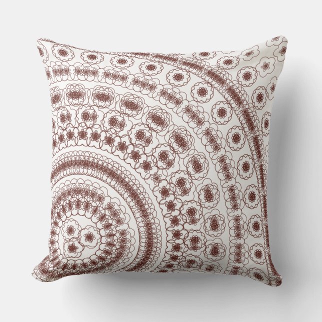 Elegantes rotes florales Mandala-Muster Kissen (Vorderseite)