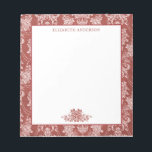 Elegantes Rotes Französisches Vintag Toile Notizblock<br><div class="desc">Dieses Notizblock wird durch ein elegantes Vintages Spielmuster geschmückt. Personalisieren Sie sie mit Ihrem Namen,  So hübsch für Weihnachten,  oder jede Gelegenheit. Entworfen für Sie von BlackBerry Boulevard.</div>