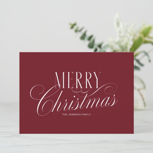 Elegantes rotes Frohe Weihnachten Script (Stehend Vorderseite)