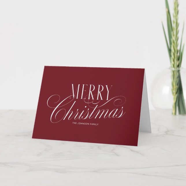 Elegantes rotes Frohe Weihnachten Script (Vorderseite)