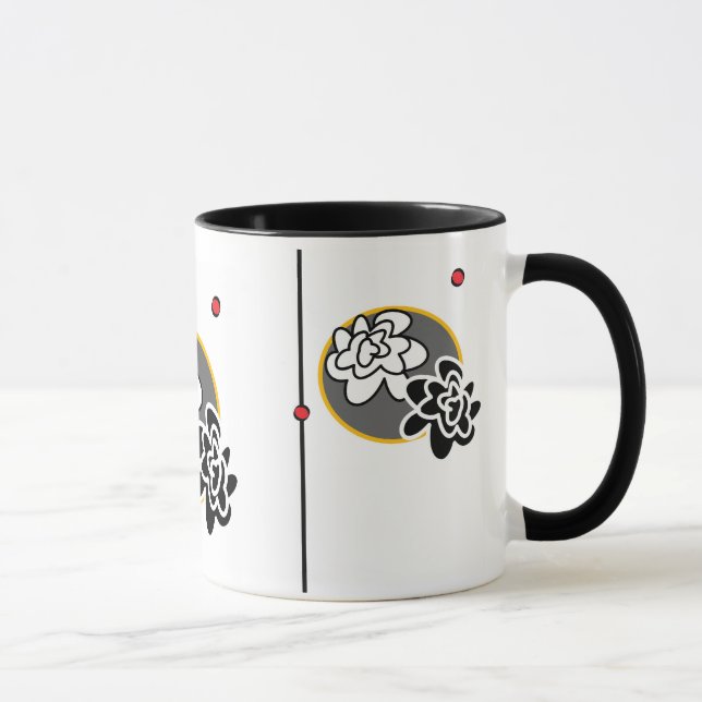 Elegantes rotes gelbes Grau der freundlichen Tasse (Rechts)