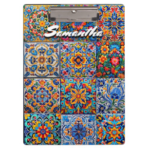 Elegantes rotes gelbes mexikanisches Talavera-Mono Klemmbrett