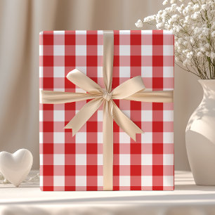 Elegantes rotes Gingham-Muster Geschenkpapier