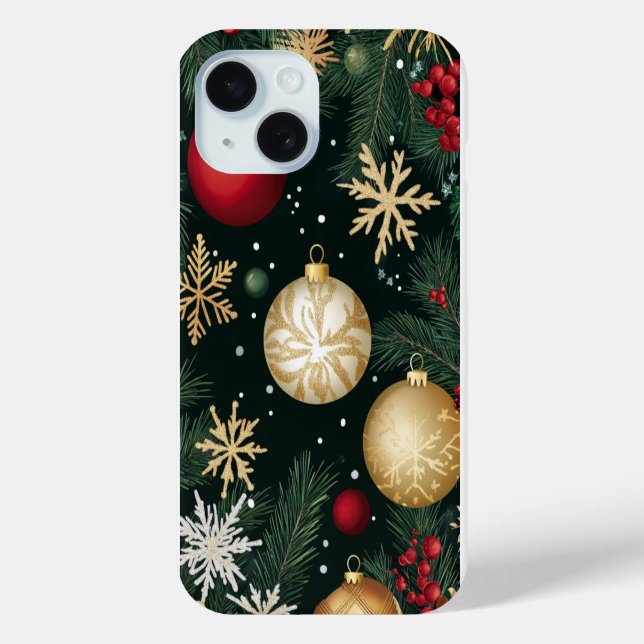 Elegantes Rotes Gold Festivals Weihnachten Case-Mate iPhone Hülle (Rückseite)