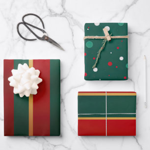 Elegantes Rotes Gold und grüner Luxus kühl Geschenkpapier Set