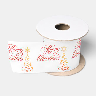 Elegantes Rotes Gold und Weiß Frohe Weihnachten Satinband