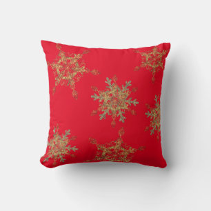 Elegantes Rotes Goldenes Schneeflocken-Kissen Kissen
