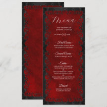Elegantes rotes gotisches Hochzeitsmenü