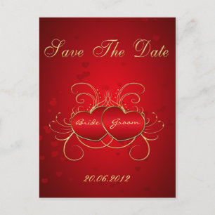 Elegantes Rotes Herz - Save the Date Postkarte