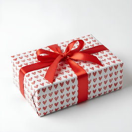 Elegantes rotes Herz-Skizzen-Wrap-Papier - Perfekt Geschenkpapier