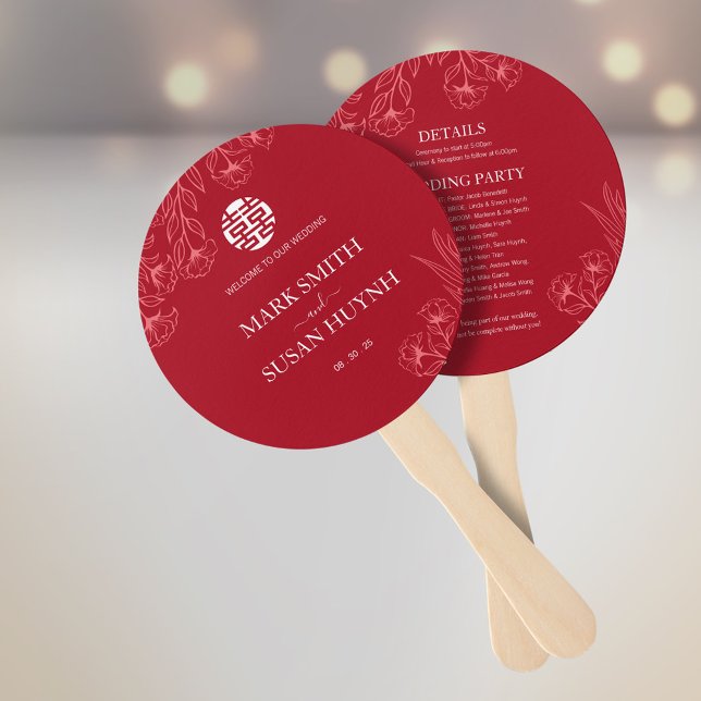 Elegantes rotes Hochzeitsprogramm & Zeitplan Fächer (Von Creator hochgeladen)