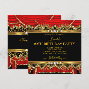 Elegantes Rotes Imitat Gold Silk Black Diamond Ein Einladung