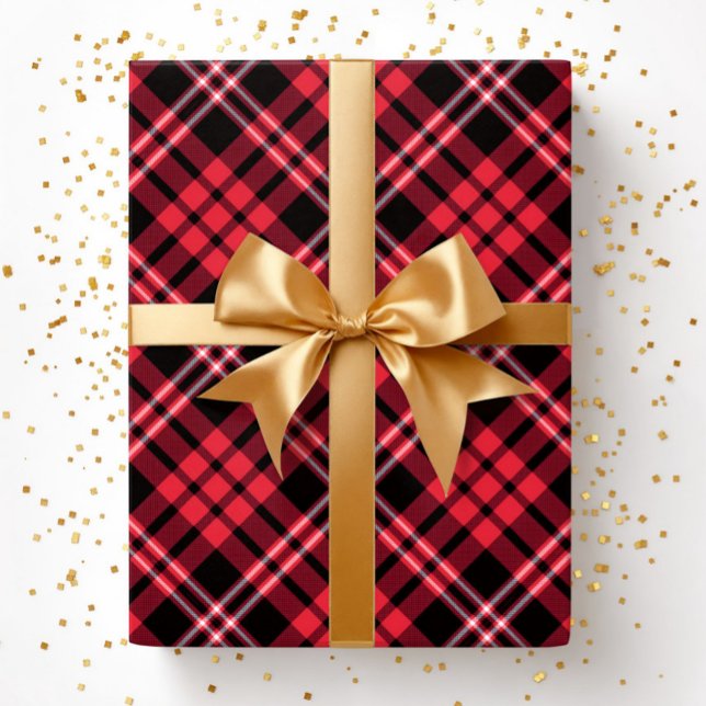 Elegantes rotes Karomuster Geschenkpapier (Elegant Red Plaid Pattern Wrapping Paper)