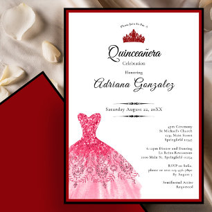 Elegantes rotes Kleid 15. Geburtstag Quinceanera Einladung