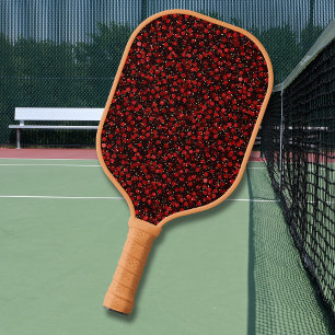 Elegantes rotes Konfetti auf schwarzem Glitter-Sti Pickleball Schläger