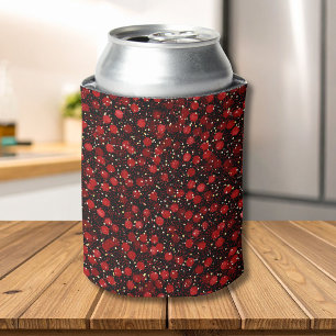 Elegantes rotes Konfetti auf schwarzem Glitter-Sty Dosenkühler